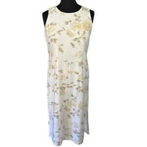 Vintage AGB Linen Blend Floral Print Sleeveless Maxi Sheath Dress, Size XL